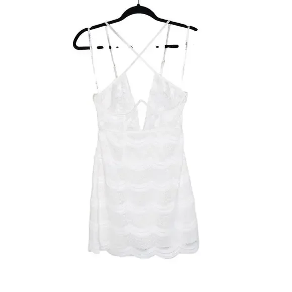 For Love & Lemons Mimi Mini Dress White Lace Strappy Cut Out Corset Backless S - Picture 2 of 6